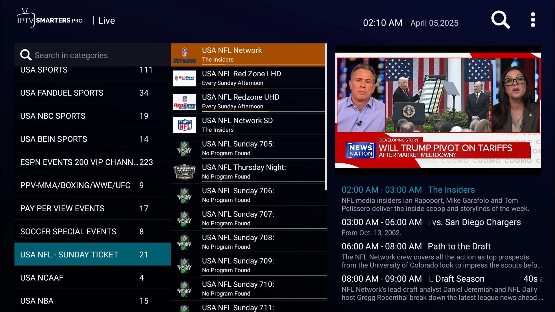 Sunday Ticket category